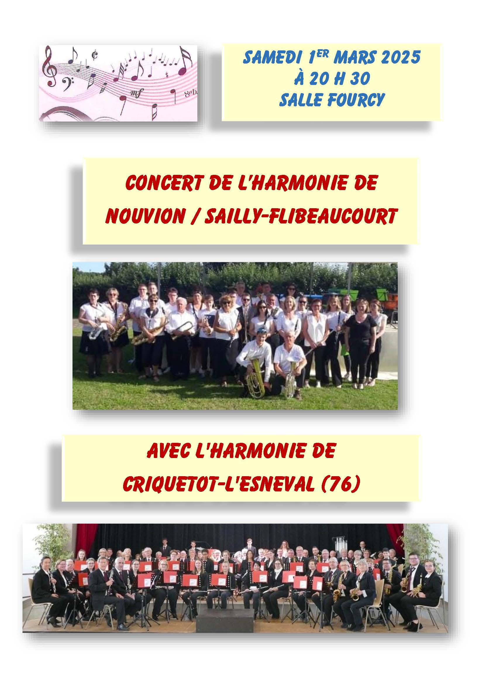 Lire la suite à propos de l’article Super Concert de NOUVION/SAILLY-FLIBEAUCOURT et CRIQUETOT-L’ESNEVAL